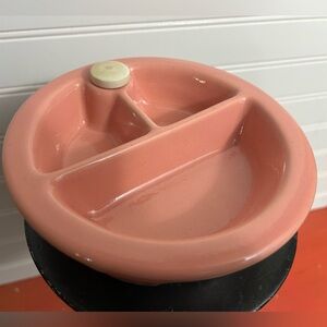 Vintage Baby Food Warming Dish Pink Girl Chunky Ceramic Decor Collectible